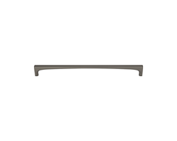 An Ash Gray Top Knobs Riverside pull with a center-to-center length of 12 in.